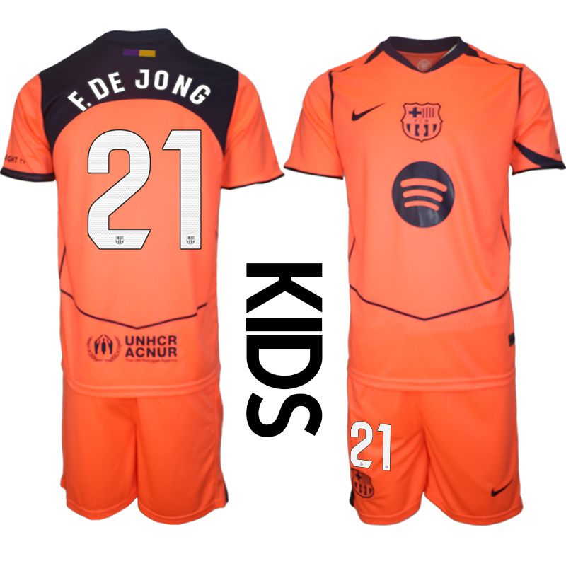 Youth 2025-2026 Club Barcelona away orange #21 Soccer Jersey